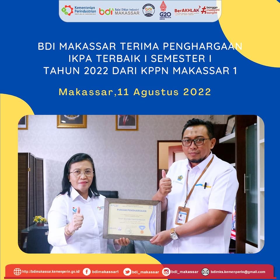 BDI Makassar Menerima Penghargaan IKPA Terbaik I Semester I dari KPPN Makassar I